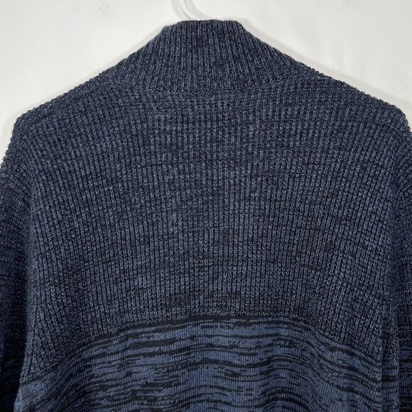 Kenneth Cole Full Zip Cardigan Sweater Mens Large Navy Heathered Chunky Knit - Picture 12 of 13